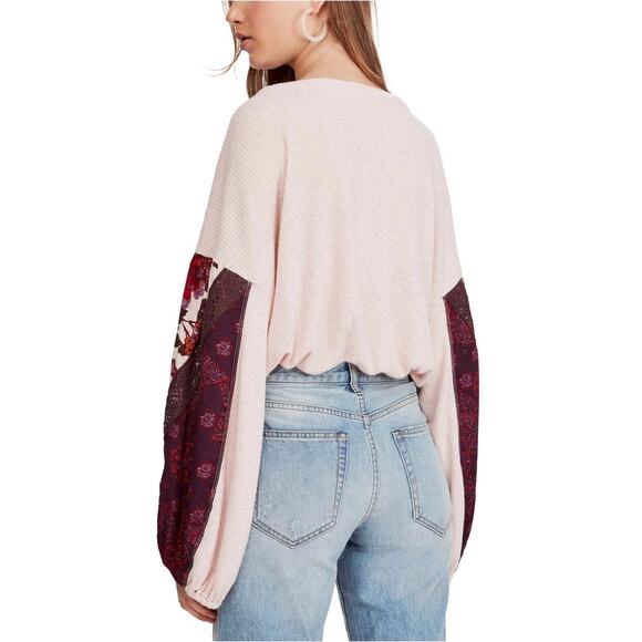 NWT Free People Casual Clash Top In Rose Size Medium Boho Oversized - Picture 4 of 13